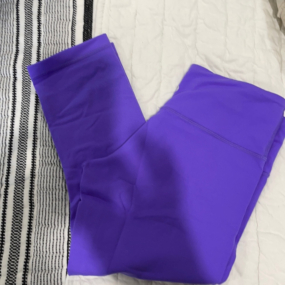 Neon purple lululemon wunder under crop